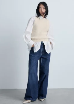 MANGO Dżinsy*Dżinsy wide leg z paskiem