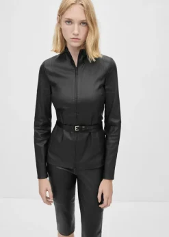 MANGO Kurtki|Skóra*Dopasowana kurtka skórzana z podwójnym suwakiem