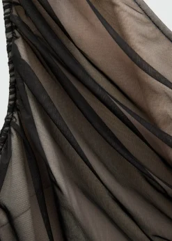 MANGO Sukienki I Kombinezony*Drapowana sukienka na jedno ramię z siateczkowej tkaniny