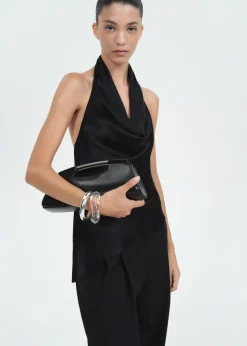 MANGO Topy*Drapowany top satynowy z odkrytymi plecami