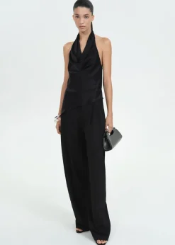 MANGO Topy*Drapowany top satynowy z odkrytymi plecami