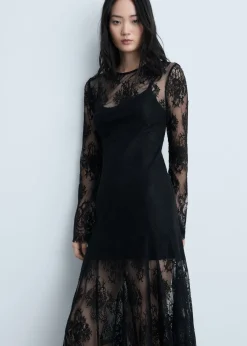 MANGO Sukienki I Kombinezony*Długa półprzezroczysta sukienka z koronki