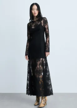 MANGO Sukienki I Kombinezony*Długa półprzezroczysta sukienka z koronki