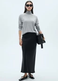 MANGO Spódnice*Długa satynowa spódnica