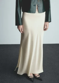 MANGO Spódnice*Długa satynowa spódnica