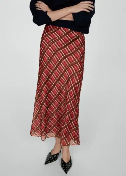 MANGO Spódnice*Długa spódnica z w kratę