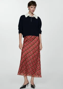 MANGO Spódnice*Długa spódnica z w kratę
