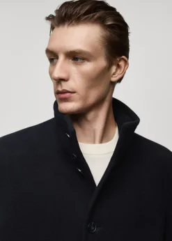 MANGO Płaszcze*Długi płaszcz wełniany z kołnierzem kominowym