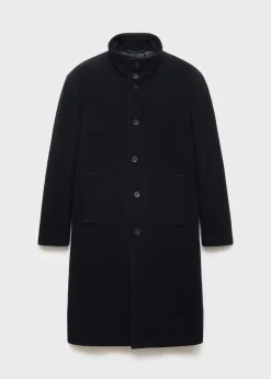 MANGO Płaszcze*Długi płaszcz wełniany z kołnierzem kominowym