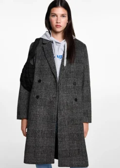 MANGO Płaszcze I Kurtki*Długi wełniany płaszcz w kratę