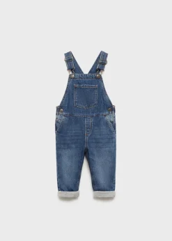 Dzieci MANGO Dżinsy*Długie ogrodniczki dżinsowe z kieszenią