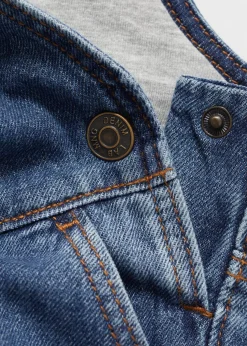 Dzieci MANGO Dżinsy*Długie ogrodniczki dżinsowe z kieszenią