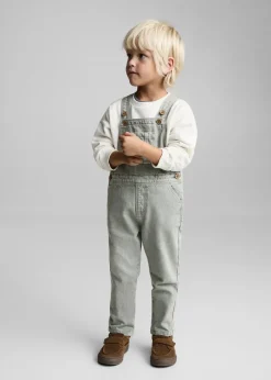Dzieci MANGO Dżinsy*Długie ogrodniczki dżinsowe z kieszenią
