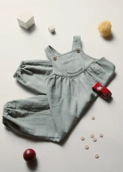 Dzieci MANGO Sukienki I Kombinezony|Kombinezony I Ogrodniczki*Długie ogrodniczki z kreszowanej bawełny