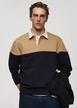 MANGO Bluzy|Koszulki Polo*Dwukolorowa bluza polo z bawełny