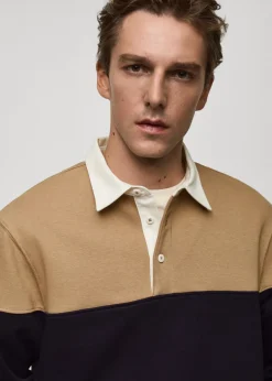 MANGO Bluzy|Koszulki Polo*Dwukolorowa bluza polo z bawełny