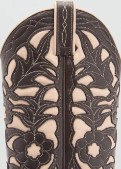 MANGO Buty|Akcesoria Skórzane*Dwukolorowe kozaki kowbojki ze skóry