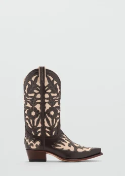 MANGO Buty|Akcesoria Skórzane*Dwukolorowe kozaki kowbojki ze skóry