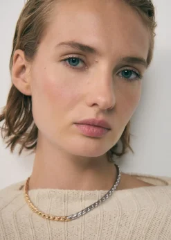 MANGO Biżuteria*Dwukolorowy naszyjnik łańcuch