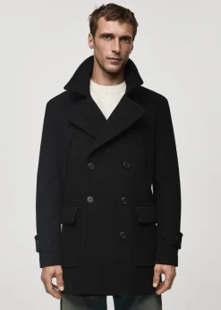 MANGO Płaszcze*Dwurzędowy płaszcz z wełny z recyklingu