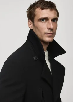 MANGO Płaszcze*Dwurzędowy płaszcz z wełny z recyklingu