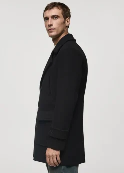 MANGO Płaszcze*Dwurzędowy płaszcz z wełny z recyklingu