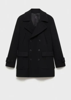 MANGO Płaszcze*Dwurzędowy płaszcz z wełny z recyklingu