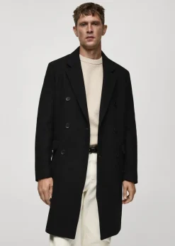 MANGO Płaszcze*Dwurzędowy płaszcz z wełny z recyklingu
