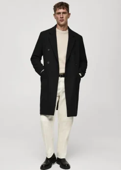 MANGO Płaszcze*Dwurzędowy płaszcz z wełny z recyklingu