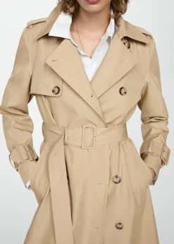 MANGO Płaszcze*Dwurzędowy trencz z bawełny