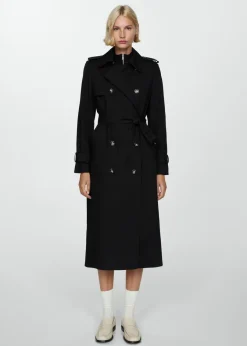 MANGO Płaszcze*Dwurzędowy trencz z bawełny