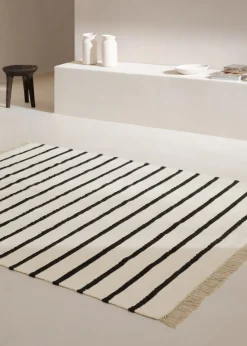 MANGO Dywany Do Sypialni|Dywany Do Salonu*Dywan z 100% wełny w paski z frędzlami