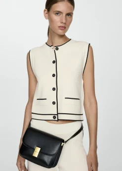 MANGO Kamizelki*Dzianinowa kamizelka z kontrastowym obszyciem