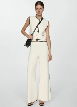 MANGO Kamizelki*Dzianinowa kamizelka z kontrastowym obszyciem