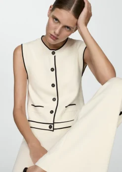 MANGO Kamizelki*Dzianinowa kamizelka z kontrastowym obszyciem