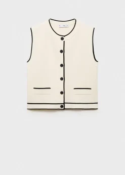 MANGO Kamizelki*Dzianinowa kamizelka z kontrastowym obszyciem