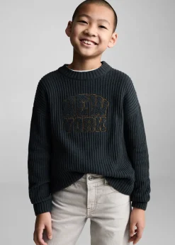 Dzieci MANGO Swetry I Kardigany*Dzianinowy sweter z napisem