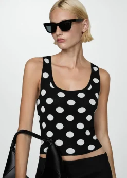MANGO Topy*Dzianinowy top w groszki