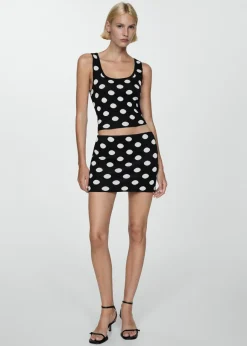 MANGO Topy*Dzianinowy top w groszki