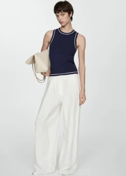 MANGO Topy*Dzianinowy top z kontrastowym wykończeniem