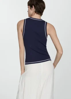 MANGO Topy*Dzianinowy top z kontrastowym wykończeniem