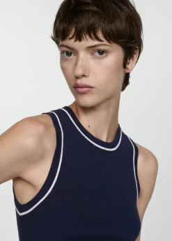 MANGO Topy*Dzianinowy top z kontrastowym wykończeniem