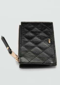 MANGO Galanteria Skórzana*Etui na karty z dekoracyjnymi szwami