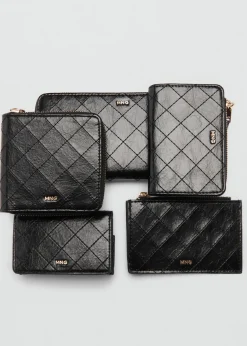 MANGO Galanteria Skórzana*Etui na karty z dekoracyjnymi szwami