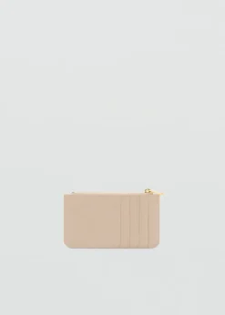 MANGO Galanteria Skórzana*Etui na karty z dekoracyjnymi szwami