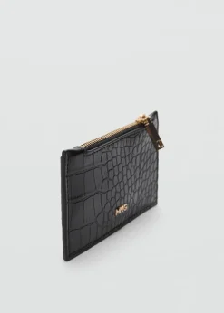 MANGO Galanteria Skórzana*Etui na karty z efektem skóry krokodyla