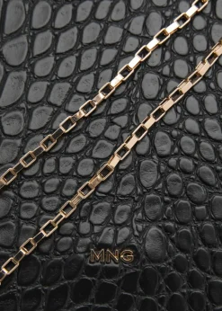 MANGO Galanteria Skórzana*Etui na karty z imitacji skóry krokodyla na łańcuszku