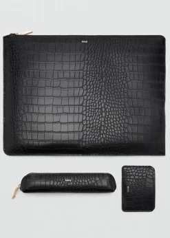 MANGO Galanteria Skórzana*Etui na karty ze wzorem krokodylej skóry