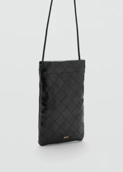 MANGO Galanteria Skórzana*Etui na telefon z dekoracyjnymi przeszyciami