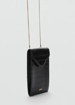 MANGO Galanteria Skórzana*Etui na telefon z imitacji skóry krokodyla